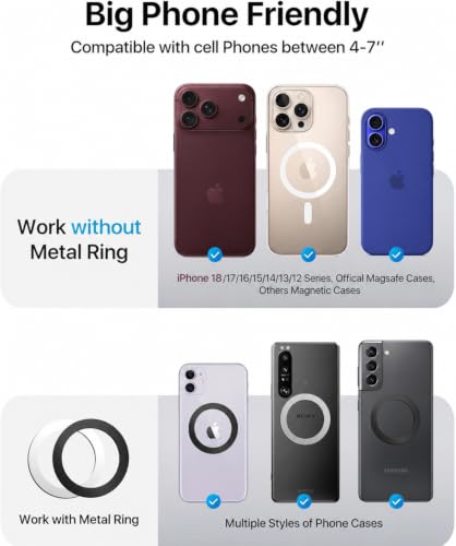 andobil for MagSafe Car Mount [20xN55 Strongest Magnet] Magnetic Phone Holder for Car Vent Stable Metal Clip 360 Adjustable Magnetic Car Phone Holder Mount for iPhone 17 Pro Max 16 15 14 13 Plus Mini - style: Vent