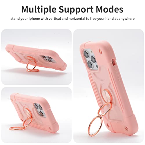 MARKILL Compatible with iPhone 14 Pro Case 6.1 Inch with Built-in Ring Stand, Military Grade Drop Protection Full Body Rugged Heavy Duty Case 3 in 1 Protective Durable Cover Pink - color: Pink, size: iPhone 14 Pro 6.1"