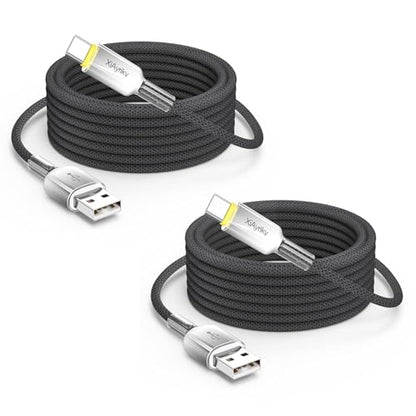 15FT USB A to USB C Cable 2-Pack, 60W 480Mbps Data, Nylon Braided - color: Grey Gradient, size: 15FT