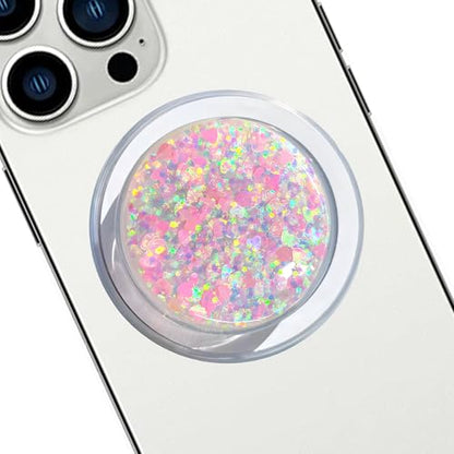 Magnetic Retractable Phone Stand, Phone Grip, Suitable for Round Foldable Phones and Tablet Accessories - Transparent Shine(Magnetic Heart) - color: Magnetic heart