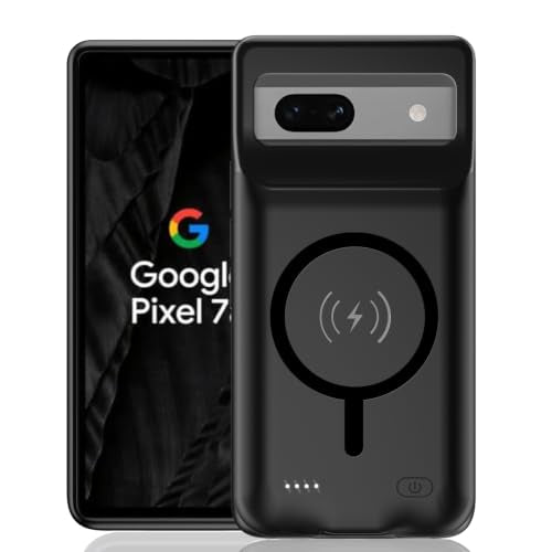 Battery Case for Pixel 7a, Upgraded 10000mAh Slim Rechargeable Portable Extended Battery Pack Supported Qi Wireless Charging Case Compatible with Pixel 7a (6.1 inch) Charging Case-Black - size: Pixel 7a