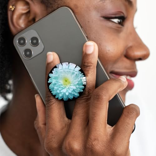Translucent Clear Phone Grip with Expanding Kickstand,Cell Phone Collapsible Stand Blue Daisy Flower Design for Smartphones