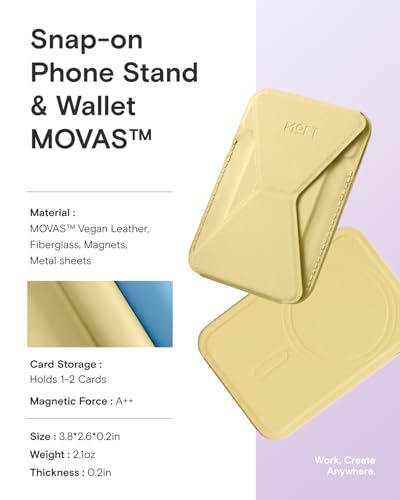 MOFT Magnetic Wallet Stand Compatible with iPhone 17/16/15/14/13/12 Series, Angle Adjustment & Magsafe Compatible MOVAS Phone Stand,Panna Cotta - color: Panna Cotta, size: Standard