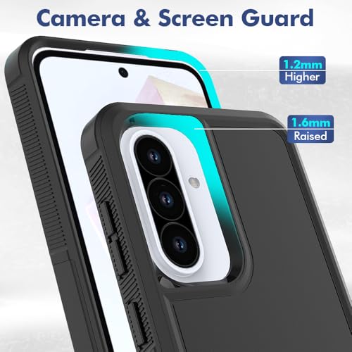 for Samsung Galaxy A37 / Galaxy A36 5G / Galaxy A57 5G Case: Dual Layer Protective Heavy Duty Cell Phone Cover Shockproof Rugged with Screen Protector - Military Protection Bumper Tough, Black - color: Black (PC) + Black (TPU)