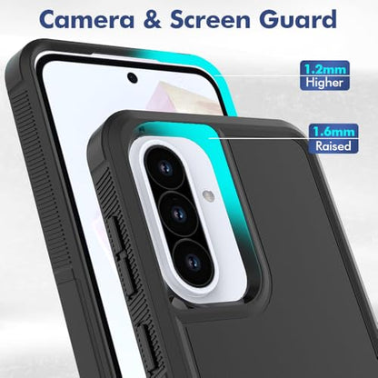 for Samsung Galaxy A37 / Galaxy A36 5G / Galaxy A57 5G Case: Dual Layer Protective Heavy Duty Cell Phone Cover Shockproof Rugged with Screen Protector - Military Protection Bumper Tough, Black - color: Black (PC) + Black (TPU)
