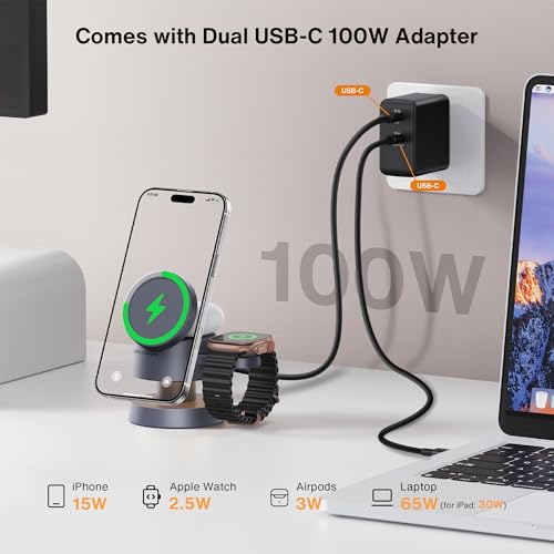 iVANKY 5 in 1 Wireless Charger with Night Light with 100W Adapter - size: With 100W Adapter