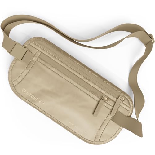 VENTURE 4TH Travel Money Belt, RFID Blocking Passport Holder - Sleek Beige - color: Sleek Beige