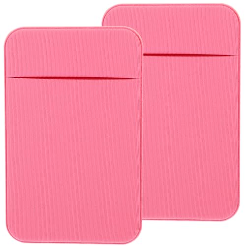2pcs Adhesive Phone Back Card Holder Wallet Pocket for Credit Cards Sticky Mobile Phone Wallet Sleeve Elastic Stretch Fabric Pink for Everyday Use