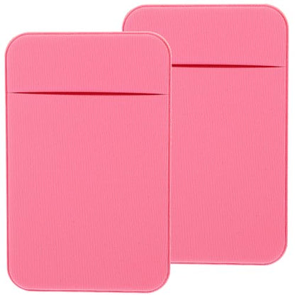 2pcs Adhesive Phone Back Card Holder Wallet Pocket for Credit Cards Sticky Mobile Phone Wallet Sleeve Elastic Stretch Fabric Pink for Everyday Use