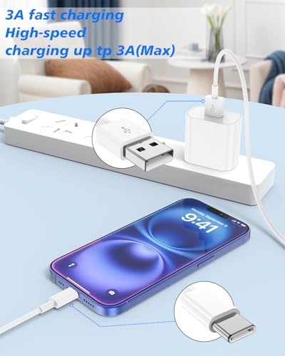 Cabepow 15FT USB C Cable, Extra Long USB A to USB C Cable Fast Charging - color: White, size: 15ft-(A-C)