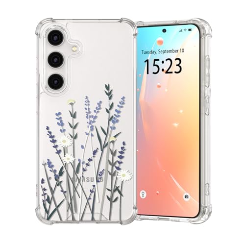 for Samsung Galaxy S23 FE Case, Floral Flowers Cute Clear Withe Design Aesthetic Pattern for Women Girls Slim Shockproof for S23 FE Phone Case, Purple Lavender - color: Purple Lavender, size: for Samsung Galaxy S23 FE