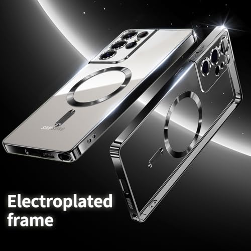 Hurgoer for Samsung Galaxy S21 Ultra Case.Soft TPU Electroplated Frame Cover with Clear Back.Drop Tested Protective Full Body Case.Thin Light Slim【Not Magsafe】 (Black, S21 Ultra) - color: Black, size: S21 Ultra
