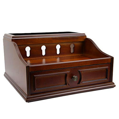 Pecan Brown Wooden Multi-Device Charging Station and Valet