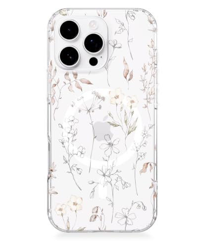 Feams for iPhone 16 Pro Case [Compatible with Magsafe] Slim Shockproof Protective Clear Phone Cover for iPhone 16 Pro 6.3" Women Girls, Ethereal Floral - color: Ethereal Floral, size: for iPhone 16 Pro (6.3 Inch)