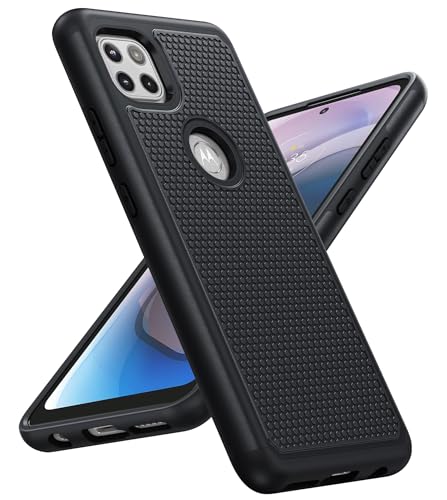 For Motorola One 5G Ace Case: Dual Layer Non Slip Drop Protection | Shockproof, Matte Textured, Military Grade Anti-Scratch, Protective Cell Phone Cover, for Daily Use, Black - color: Black, size: For Motorola One 5G Ace