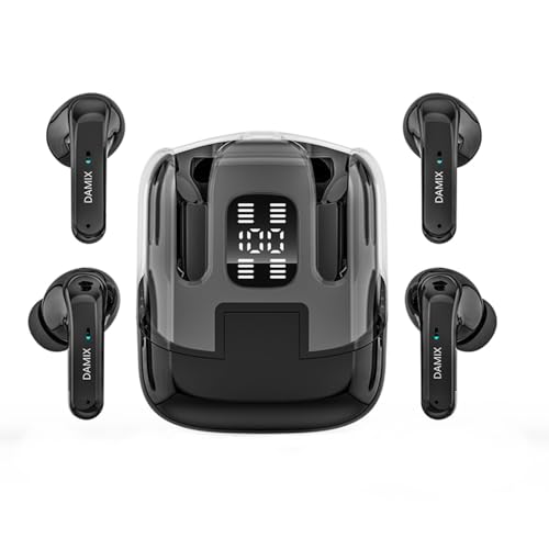 2 Pairs Wireless Earbuds Bluetooth 5.5 ,Dual Pair Wireless Ear Buds Headphones with Noise Cancelling, LED Display Power in Ear Earphones Waterproof 120H Playtime for Laptop Pad Phones (Black) - color: Black