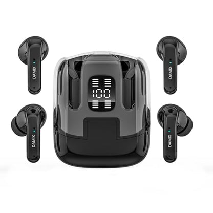 2 Pairs Wireless Earbuds Bluetooth 5.5 ,Dual Pair Wireless Ear Buds Headphones with Noise Cancelling, LED Display Power in Ear Earphones Waterproof 120H Playtime for Laptop Pad Phones (Black) - color: Black