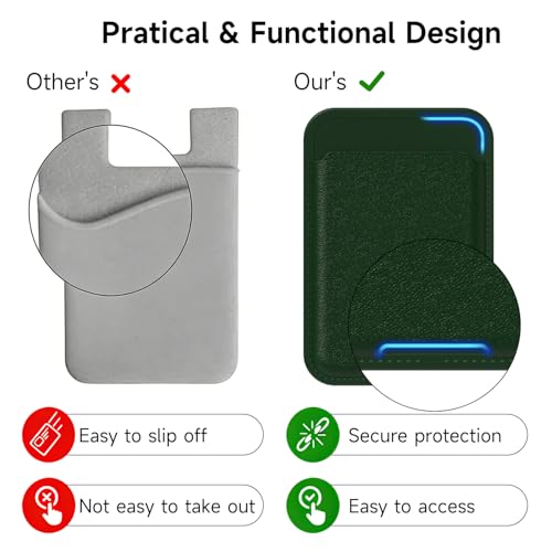 oakxco Phone Wallet Stick On, Slim Thin Adhesive ID Credit Card Holder Wallet Pocket Back of Phone Case, Hard Shell Plastic Sleeve Sticky Card Wallets Pouch for iPhone Samsung Pixel, Dark Green - color: Dark Green