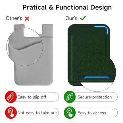 oakxco Phone Wallet Stick On, Slim Thin Adhesive ID Credit Card Holder Wallet Pocket Back of Phone Case, Hard Shell Plastic Sleeve Sticky Card Wallets Pouch for iPhone Samsung Pixel, Dark Green - color: Dark Green