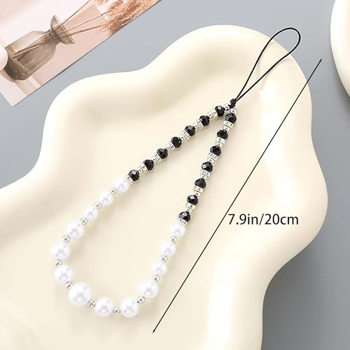 Beaded Phone Charm Lanyard Strap Girly Style Fixed Beads Pearl Lanyards - color: PH-bszz-2