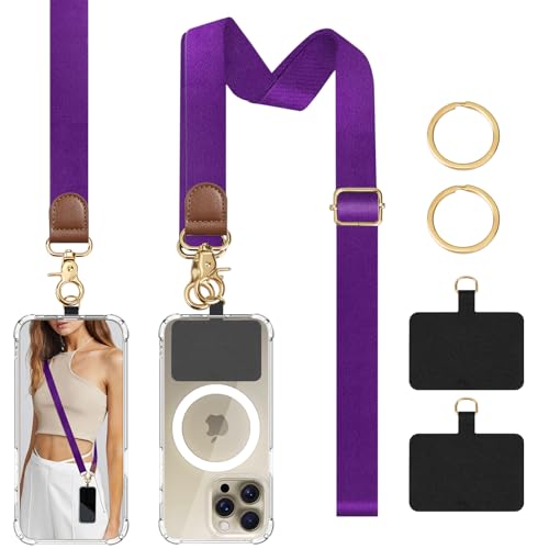 TiMOVO Phone Lanyard Crossbody Wrist Strap, Adjustable Anti-Theft Phone Strap for All Phone Case, lanyard for Women and Men - color: Purple