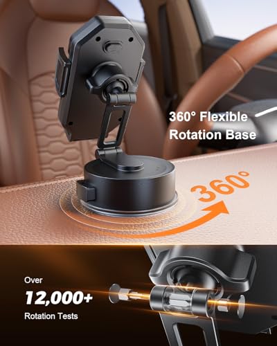 SUPERONE 3-in-1 Car Phone Holder, 360° Adjustable Car Phone Mount - color: Dark Black