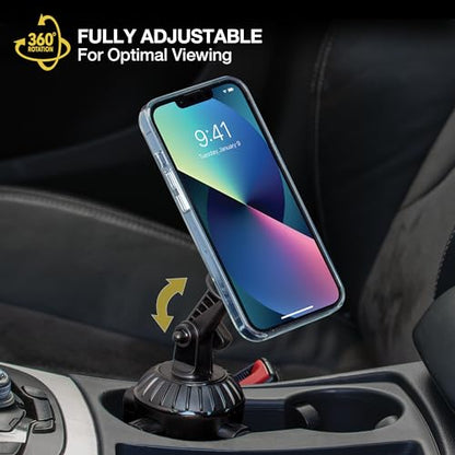 Scosche Cup Holder Phone Holder for Car, Magnetic Cell Phone Holder with Adjustable Neck & 360° Rotation, Universal Car Mount for iPhone/Android, Fits Cup Holders Up to 3.5", Not MagSafe Compatible - style: Cup Holder