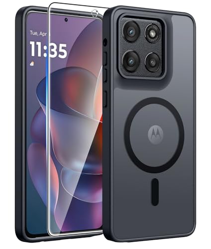 FNTCASE for Moto G Stylus 2026/2025 Case, Fit for Magsafe, Screen Protector | Translucent Matte Magnetic Back, 14FT Military Grade Drop Protection, Shockproof Protective Phone Cover, Black - color: Black, size: Moto G Stylus 5G 2026/2025 (6.7 Inch)