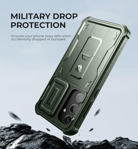 Dexnor for Samsung Galaxy S24 Plus Case with Built-in Slide Camera Cover & Screen Protector & Kickstand, Shockproof Rugged Case Full-Body Bumper Protective Cover for Galaxy S24 Plus (2024),Army Green | 2 Front Frames , Built-in Screen Protector & Kickstan