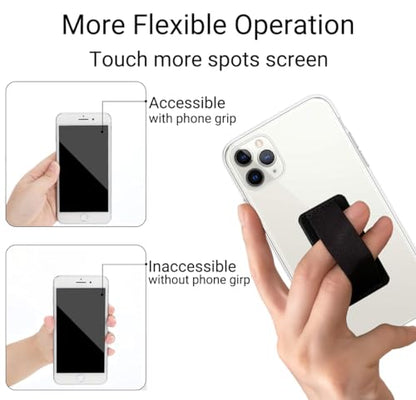 Finger Strap Phone Holder - Soft Cell Phone Grips - 2Pack (Black) - color: BLACK