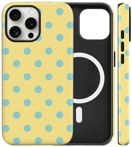Magnetic for iPhone 13 Pro Max Case Cute Large Polka Dot Phone Case, Yellow | Shockproof Slim TPU and Hard PC Protective Phone Cover Compatible with MagSafe Designed for Women Girls - color: Large Yellow, size: iPhone 13 Pro Max