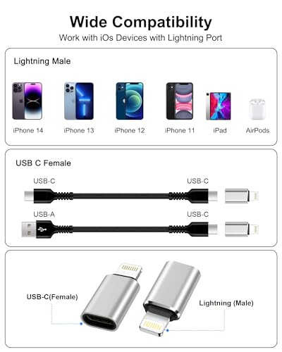 2-Pack USB C to Lightning Adapter, Type C to Lightning Adapter Fast Charger - size: 2 Pcs USB C to Lightning Adapter