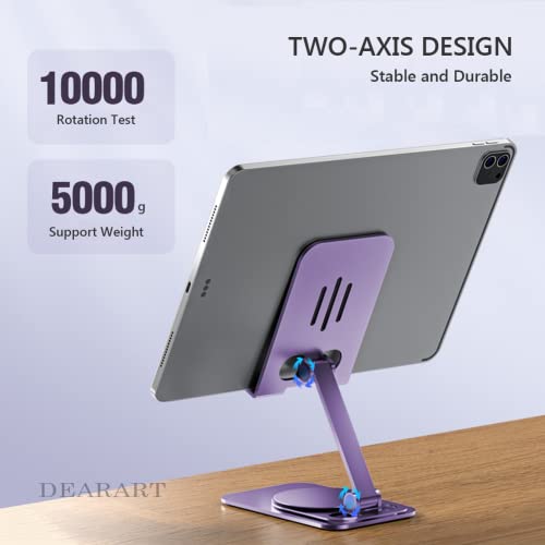 DEARART Cellphone Stand, 360° Adjustable Phone Stand for Desk, Purple Foldable Phone Holder Fully Carried Easily, Compatible for iPhone, Pad, Tablet etc. - color: Purple