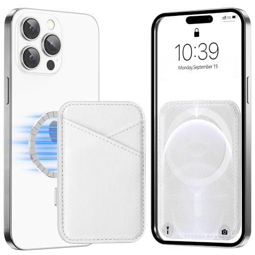 Miroddi for MagSafe Wallet, Leather Magnetic Card Holder for iPhone 16/15/14/13/12 Series, 0.12" Invisible Ultra-Thin Magnetic Phone Wallet, 2 Independent Card Slot, RFID Blocking, Carbon Fiber White - color: Carbon Fiber White