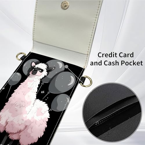 for Women Cell Phone Purse,with Touchscreen Cell Phone Purse,PU Leather Shoulder Bag Waterproof Phone Wallet Case with Clear Touch Screen Window up to 6.7 inch Smartphone, - color: Black and White Alpacas-247