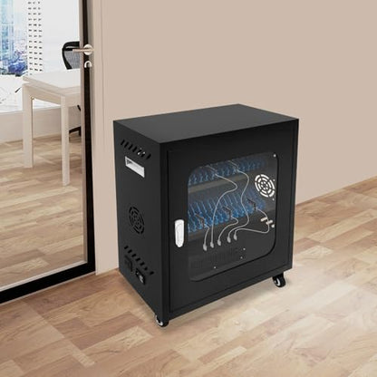 40-Device Charging Station, Charging Cabinet for Cellphones, Rechargeable Cellphone Locker Storage Charging Station, USB Cell Phone Charging Cart with Cable Management & Lock - color: Black-40 Slots