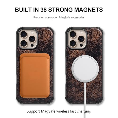 Leather Case Compatible with iPhone 13 Pro Max Wallet 6.7" | Genuine Leather 2-in-1 Magnetic Detachable Shockproof,Flip Folio Cover with Card Slot,Wireless Charging RFID Blocking Coffee - color: Brown Coffee, size: 6.7"-13 Pro Max