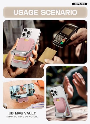 SUPCASE for MagSafe Wallet with Stand, Hold 6 Cards, Blush Pink - color: Blush Pink