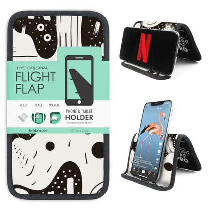 Flight Flap Airplane Phone Holder - Foldable Phone Stand for Plane Travel - color: Boho Black, size: Large