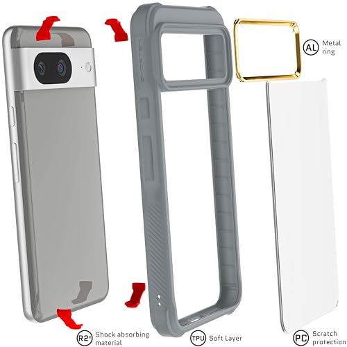 Ghostek Covert Pixel 8 Case Clear - Hard Anti-Scratch Back, Silicone Bumper, Compatible with Wireless Charging, Shockproof Phone Cover (6.2 Inch, Gray) - color: Gray [Limited Edition], size: Pixel 8