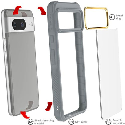 Ghostek Covert Pixel 8 Case Clear - Hard Anti-Scratch Back, Silicone Bumper, Compatible with Wireless Charging, Shockproof Phone Cover (6.2 Inch, Gray) - color: Gray [Limited Edition], size: Pixel 8