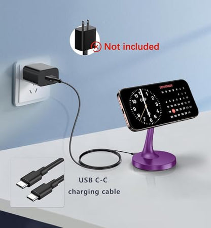TXXTOL Magnetic Wireless Charger iPhone Stand, 15W Fast Mag-Safe Charger iPhone 17/17 Air/17 Pro/17 Pro Max 16/15/14/13/12 Series Magnet Wireless Charging Station/Pad/AirPods for Home, Office, Travel - color: 1Pack Purple