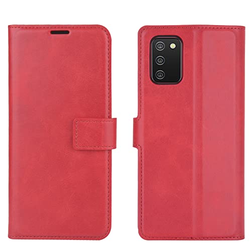 Flip Case for Samsung A03S Wallet PU Leather Magnetic Protective Cellphone Case for Samsung Galaxy A02S A025M A03S A037M Folio Book Cover with Stand (Red) - color: Red