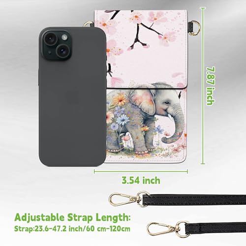 Small Crossbody Bags with Adjustable Shoulder Strap - color: Flower Elephant