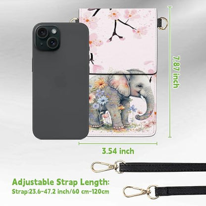 Small Crossbody Bags with Adjustable Shoulder Strap - color: Flower Elephant