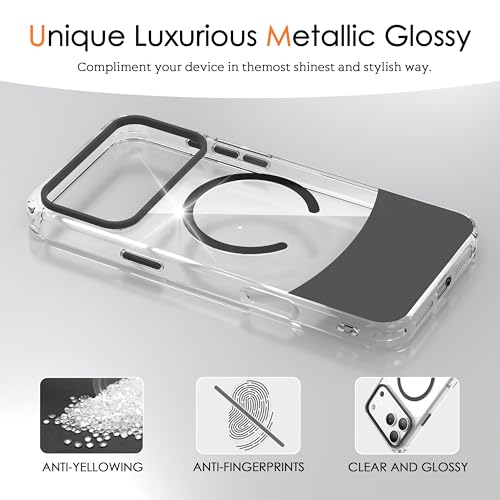 Magnetic Case for iPhone 17 Air, Crystal Clear, [Compatible with Magsafe][Military Grade Drop Protection] Anti-Yellowing Slim Shockproof Transparent Protective Phone Cover, Black - color: Black, size: iPhone 17 Air