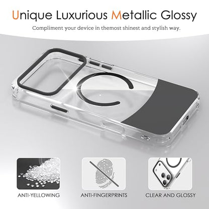 Magnetic Case for iPhone 17 Pro Max, Crystal Clear, [Compatible with Magsafe][Military Grade Drop Protection] Anti-Yellowing Slim Shockproof Transparent Protective Phone Cover, Black - color: Black, size: iPhone 17 Pro Max