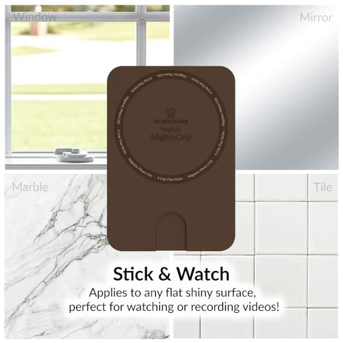 Velvet Caviar Suction Cup Phone Case Mount Compatible with MagSafe Devices Only - Magnetic Silicone Sticky Phone Grip Holder for iPhone Back of Phone - Mirror Gripper (Espresso Brown) - color: Espresso Brown