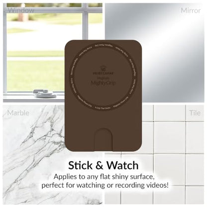 Velvet Caviar Suction Cup Phone Case Mount Compatible with MagSafe Devices Only - Magnetic Silicone Sticky Phone Grip Holder for iPhone Back of Phone - Mirror Gripper (Espresso Brown) - color: Espresso Brown