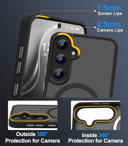 N52 Strong Magnetic Case for Samsung Galaxy S23 Case, Fit for MagSafe Thin Shockproof Drop Protection Translucent Non-Fingerprint/Scratch Slim Protective S23 Phone Case-Frosted Black - color: Frosted Black